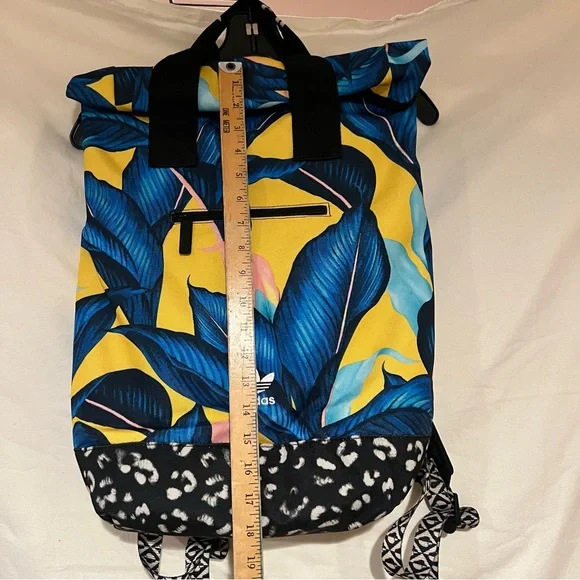 Adidas Blue and Yellow Tropical Print Backpack - Picture 6 of 11